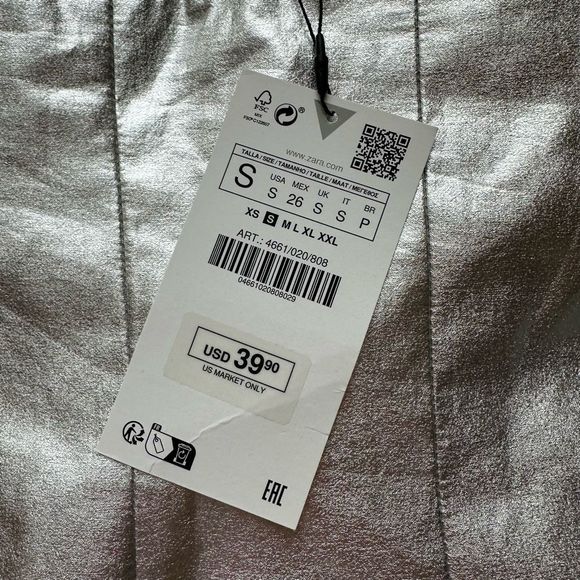 Lot of three NWT Zara Silver Tube Top Strapless Top Racerback Tank Size Small - Picture 5 of 12